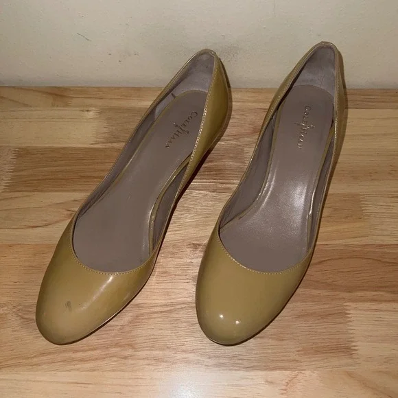 Cole Haan Nike Air Tan Patent Leather Wedge Pumps Round Toe D34710 8B