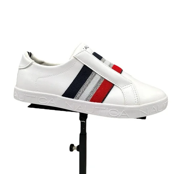 Nautica Youth Girls Fashion Sneaker Size 5 White Multicolor Slip On Casual Shoes