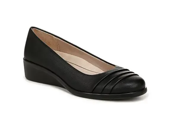 LifeStride Jenna Women's Black Wedge Slip-On Loafers Shoes Comfort Size 9.5W