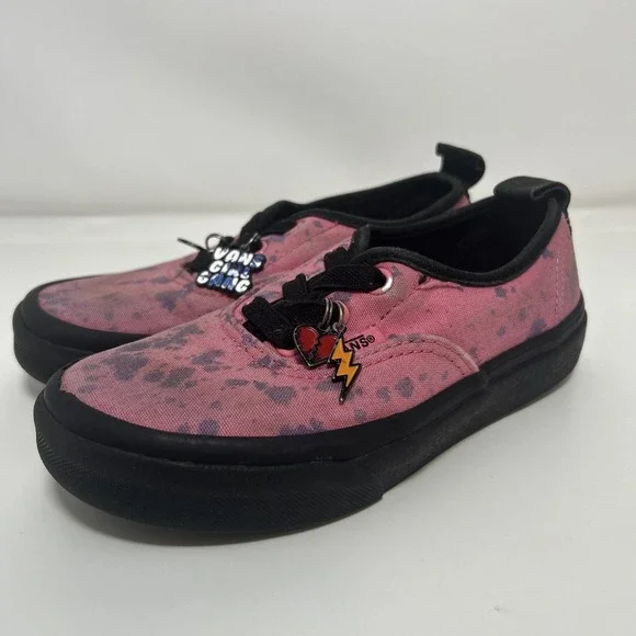 Vans‎ Girl Gang Canvas Slip On Skate Sneakers Kid's Size 10.5 Pink/Black