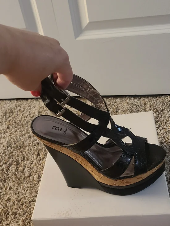 Bakers Black Cork Platform Heels Size 6 Strappy Y2K 6
