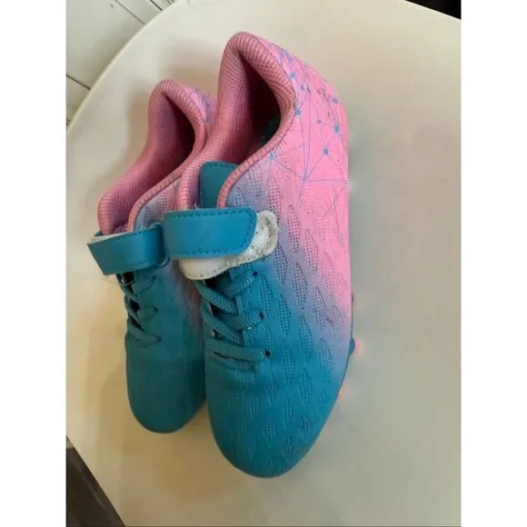 Tulle Kids Ombre Geometric Athletic Football Soccer Cleats Blue & Pink Size 1