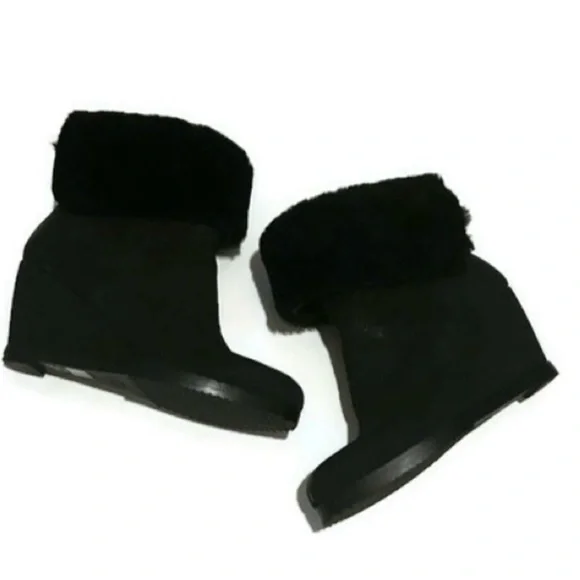 Eileen Fisher Leather Women's Black Wedge Boots Size 7
