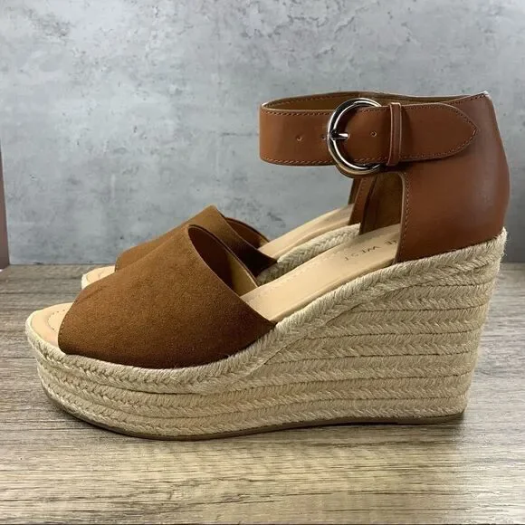 ‎Nine West~”Adell8” Women’s Brown Jute Wedge Heel Sandal~Size 10M~NWOT