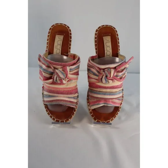 Sugar‎ By Striped Knotted Wedge Sandals Size 7.5