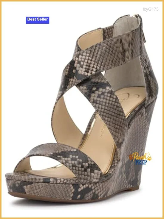 Wedge Sandals with Faux Leather and Memory Foam Midsole
