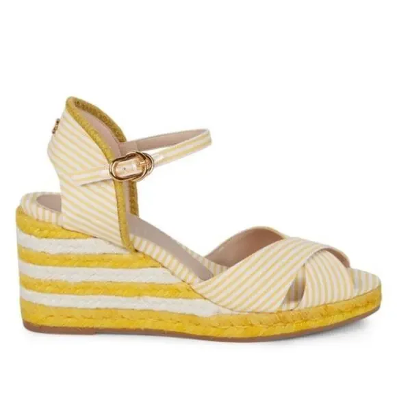 Stuart Weitzman Mirela Stripes Canvas Espadrille Sandals Sunflower Women’s 7.5