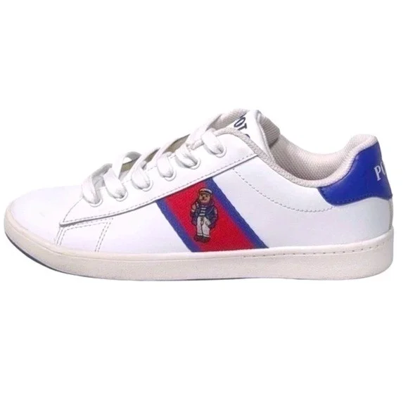 Polo Ralph Lauren Royal/Red Quilton Bear Sneakers NEW‎ Youth Size 6.5