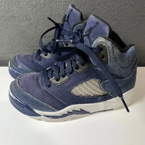 Jordan 5 Retro SE Craft Midnight Navy Kids Sneakers FN5453-400 Size 11C