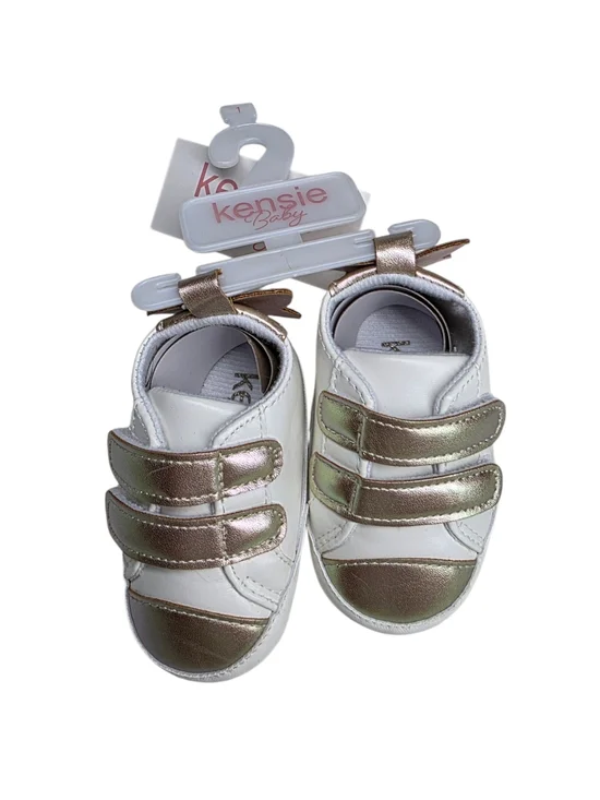 Kensie Baby White and Gold Infant Sneakers