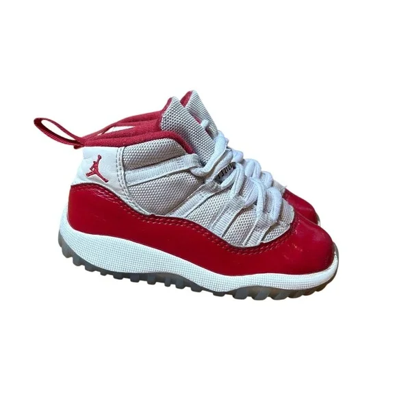 Jordan 11 Retro Cherry Toddler Kids Red White Athletic Sneakers SIZE 8C