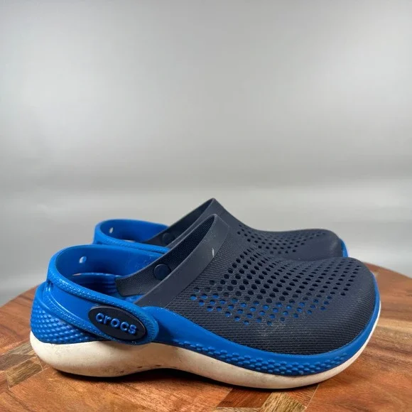 Crocs LiteRide Clog Kids Size 13 Navy Electric Blue Perforated Slip On Shoes