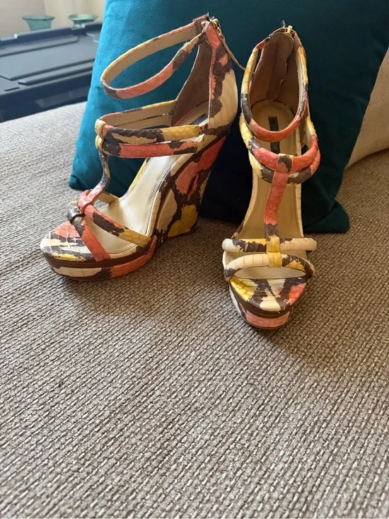 Rachel Zoe Multicolor Snake print Platform Wedge Sandals