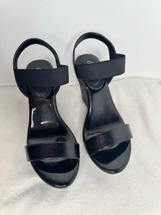 Charles by Charles David Women's Black Elastic Strap wedge Sandals size 8.5