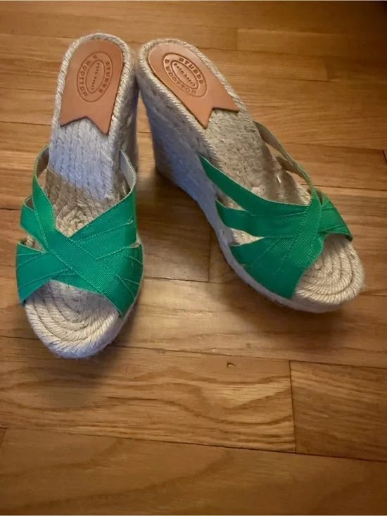 Stubbs & Wootton Emerald Green Espadrille Wedge Sandals