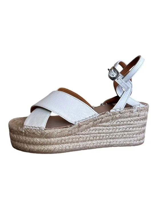 rag & bone Hera Espadrille Wedge Sandals Antique White Leather Size 9.5