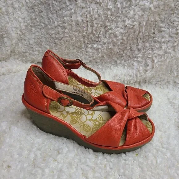 Fly London Ankle Strap Wedge Sandals sz‎ 37