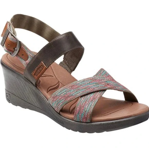 KEEN Skyline Wedge‎ Sandals Strap leather comfort Gorpcore Sz 7 outdoors granola