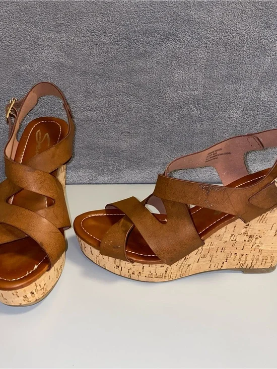 Seven7 Winnie Strappy Platform Cork Wedges Size 8