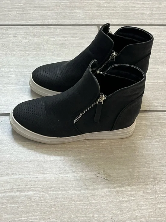 Wedge Sneaker Booties - Black