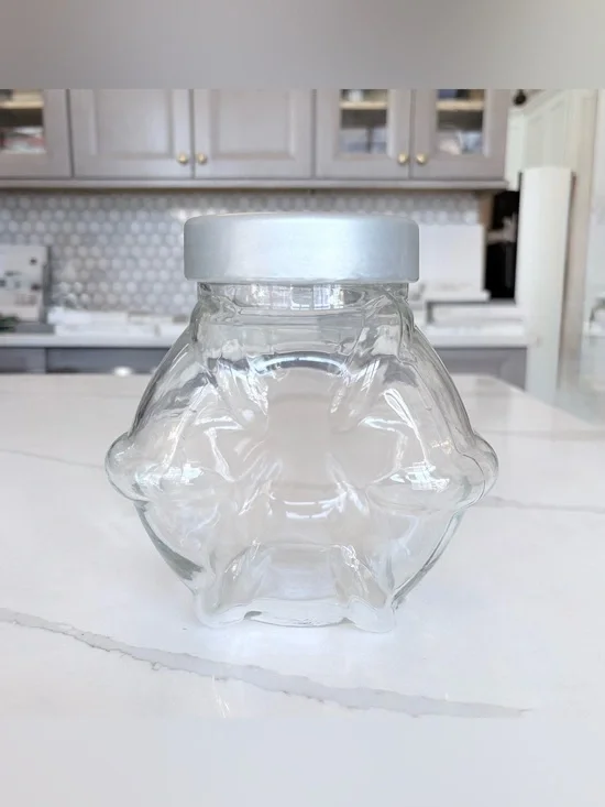 VTG 1998 IKEA FÖRVAR Clear Glass Storage Jar in Silver Grey Plastic Lid 61 Oz