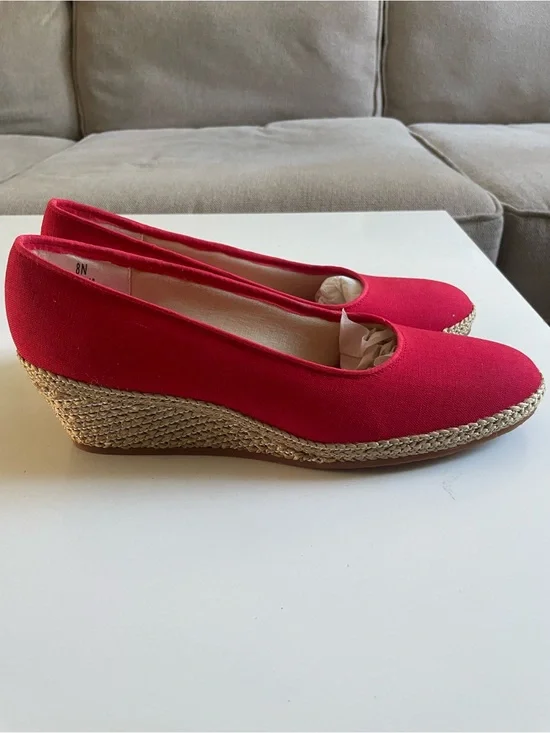 Red Espadrille Wedge Pumps - Women Red new