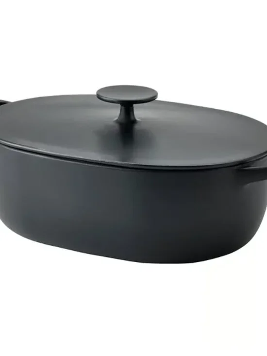 VARDAGEN 005.606.71 Pot with lid, enamelled cast iron matte/black, 6.9 qt