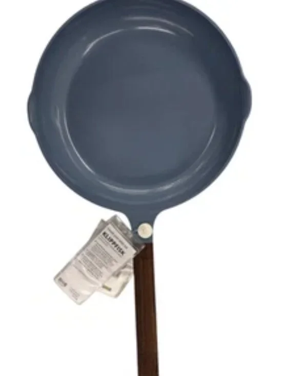KLIPPFISK 906.025.01 Frying pan, non-stick coating/wood dark gray-blue, 10