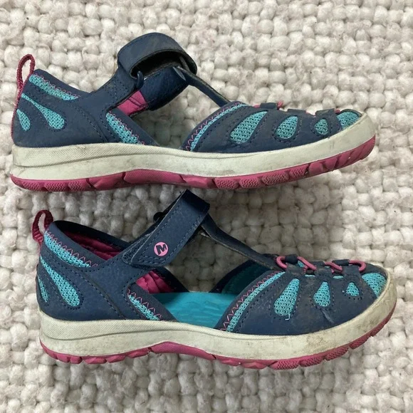 Kids Merrell Hydro Jr‎ Blue Shoes Size 2.0W Sandals Water Outdoors Canoe Beach