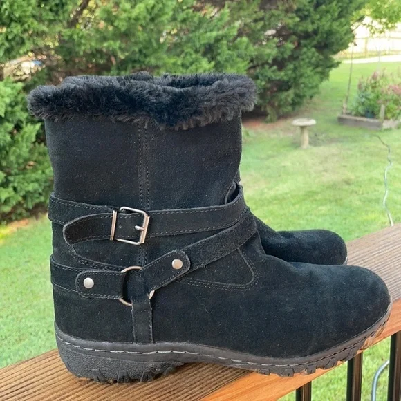 Khombu Black Leather Kelly Snow Boots