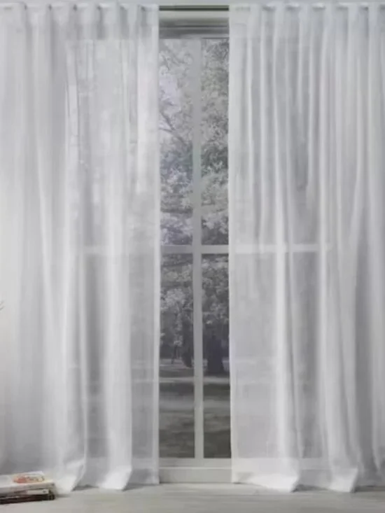 MATILDA 006.234.14 Sheer curtains, 1 pair, white/with heading tape, 57x84 