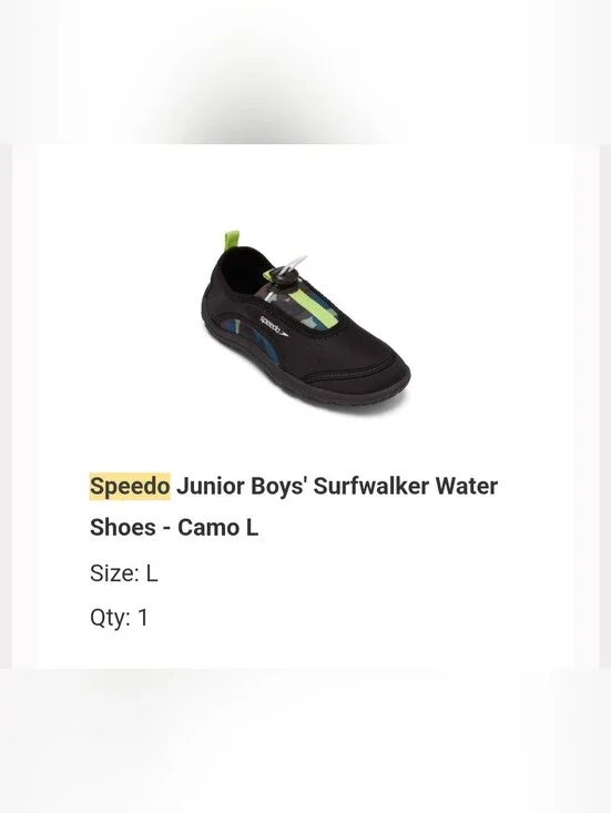 SPEEDO Junior Boys Water Shoes Large