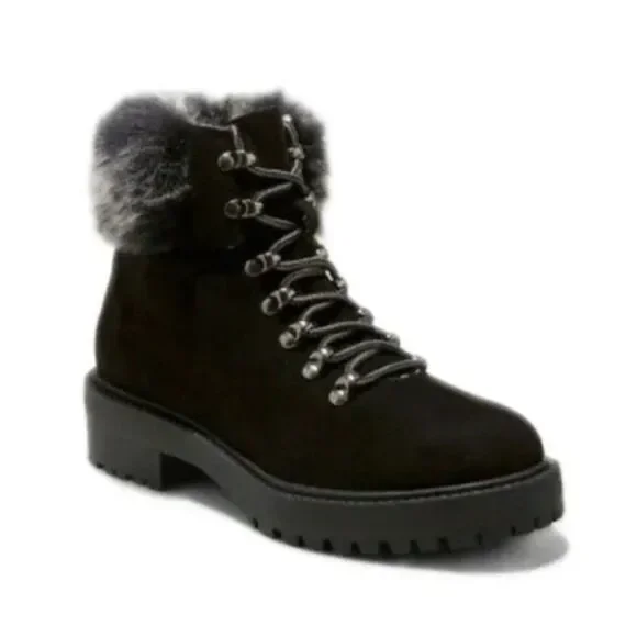 Merona Black Faux Fur Tipped Boots Size‎ 8