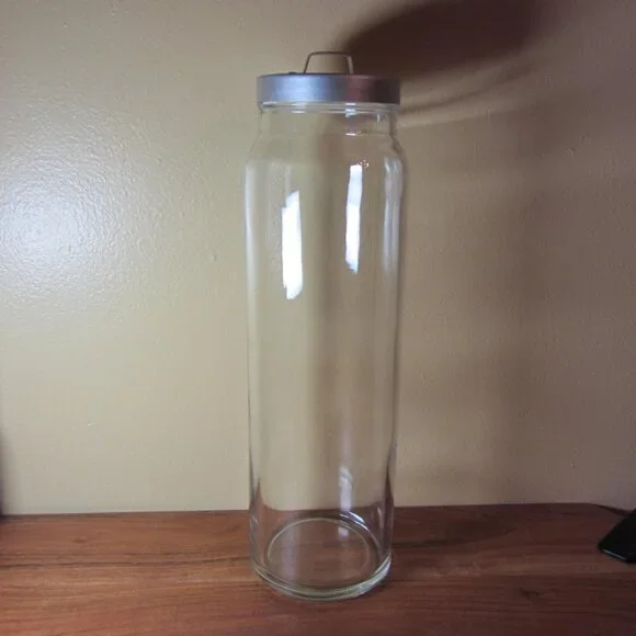 glass storage container tall ikea pasta metal lid (H167)