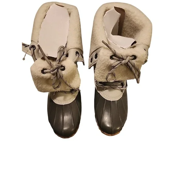 Duck Boots Waterproof Winter Snow Boots Lace Up Steel Shank Gray Size 6‎