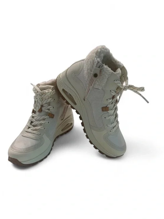 Skechers Women’s Winter Lace-Up Ankle Sneakers - Cream