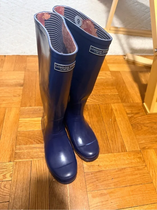 London Fog Deep Navy Tall Rain Boots