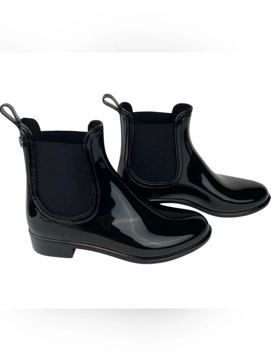 Aldo Chelsea Black Rain Boot Faux Patent Leather Women’s Size 6 US 36 EU