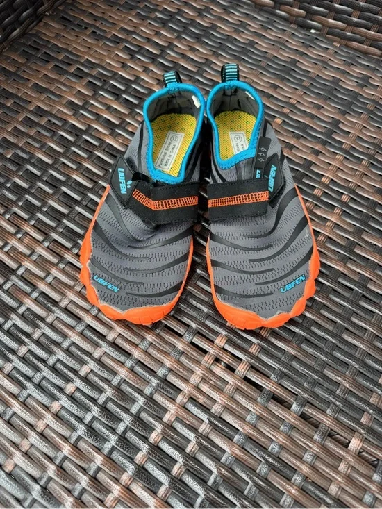 Kids Water Shoes Gray with Orange Trim