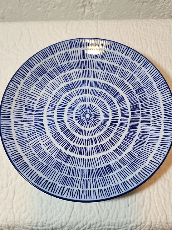 IKEA White Ceramic Plate with Blue Deisgn. 7