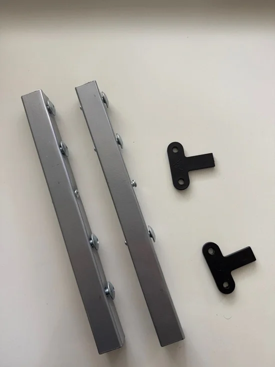 Silver Metal Ikea Galant Desk connector package. Short rails
