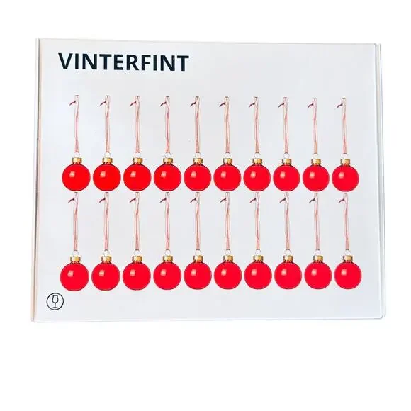 IKEA VINTERFINT 20 Red Bauble Ornaments 1 1/2