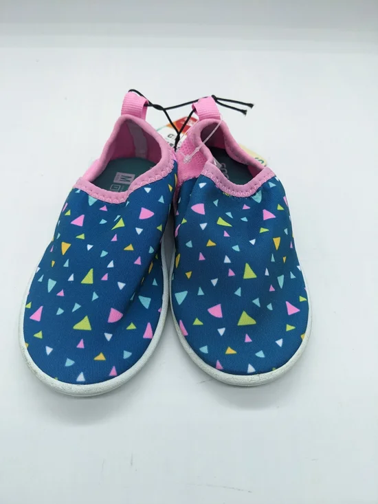Speedo Kids Navy Blue Water Shoes with Pink Trim and Multicolor Triangles