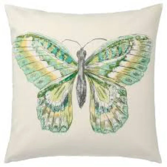 NWT ROT FJÄRIL Butterfly Print Pillow Cover in Green and Cream