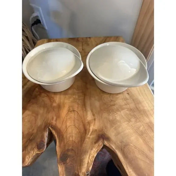 IKEA FARGKLAR Oven Serving Dish With Lid 5”(6.8 oz) Beige Set of 2 Never Used