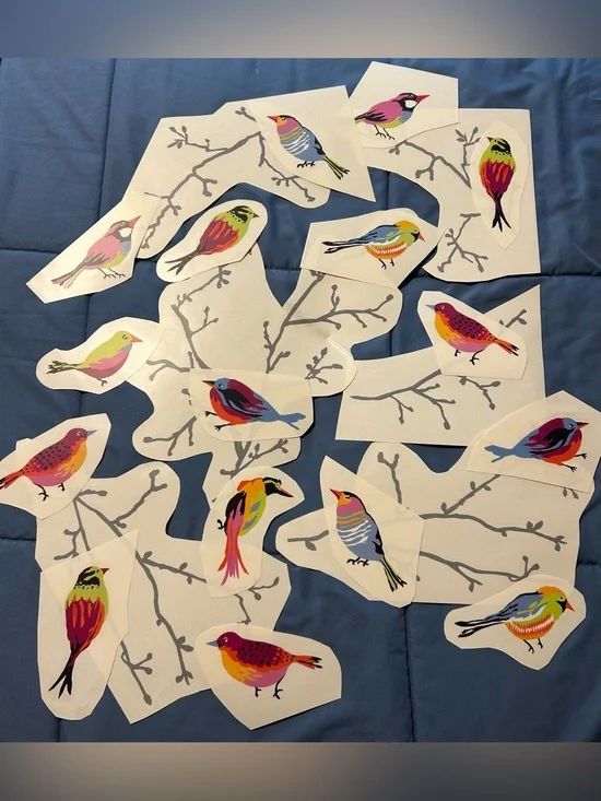 Colorful Bird & Branch Wall Decals (Multicolor)