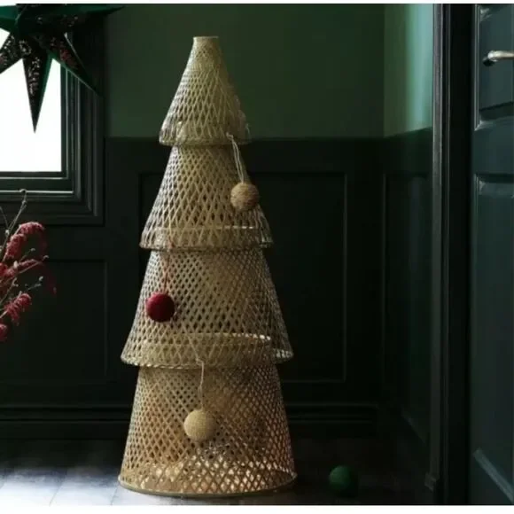 IKEA 2020 Rattan Bamboo Woven Scandinavian Minimalist Christmas Tree 49” x 19.5”