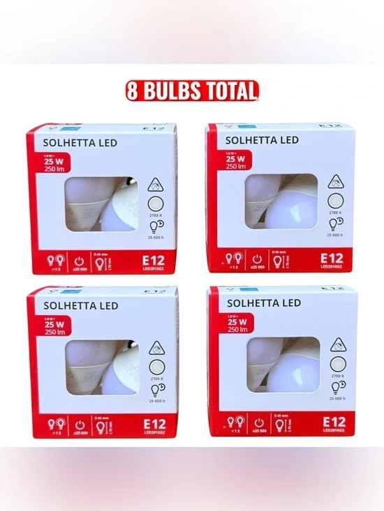 IKEA SOLHETTA E12 LED 2700K Warm White Bulbs 250lm 8 Pack (4 Boxes) NEW