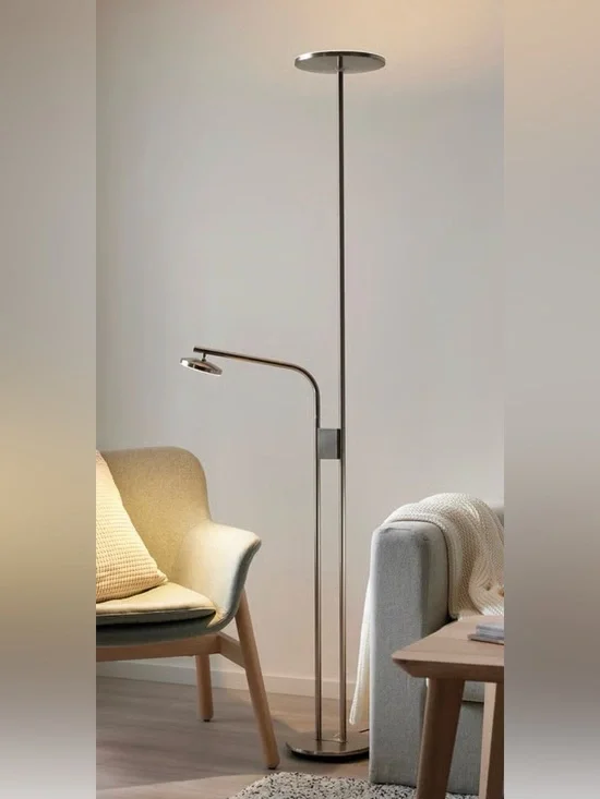 NWT LED floor uplighter/reading lamp, dimmable/nickel plated, 71 