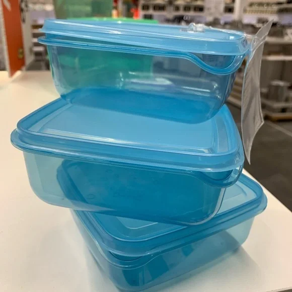 3 pc Set of Blue IKEA Stackable Containers leftovers guest party food takeaway